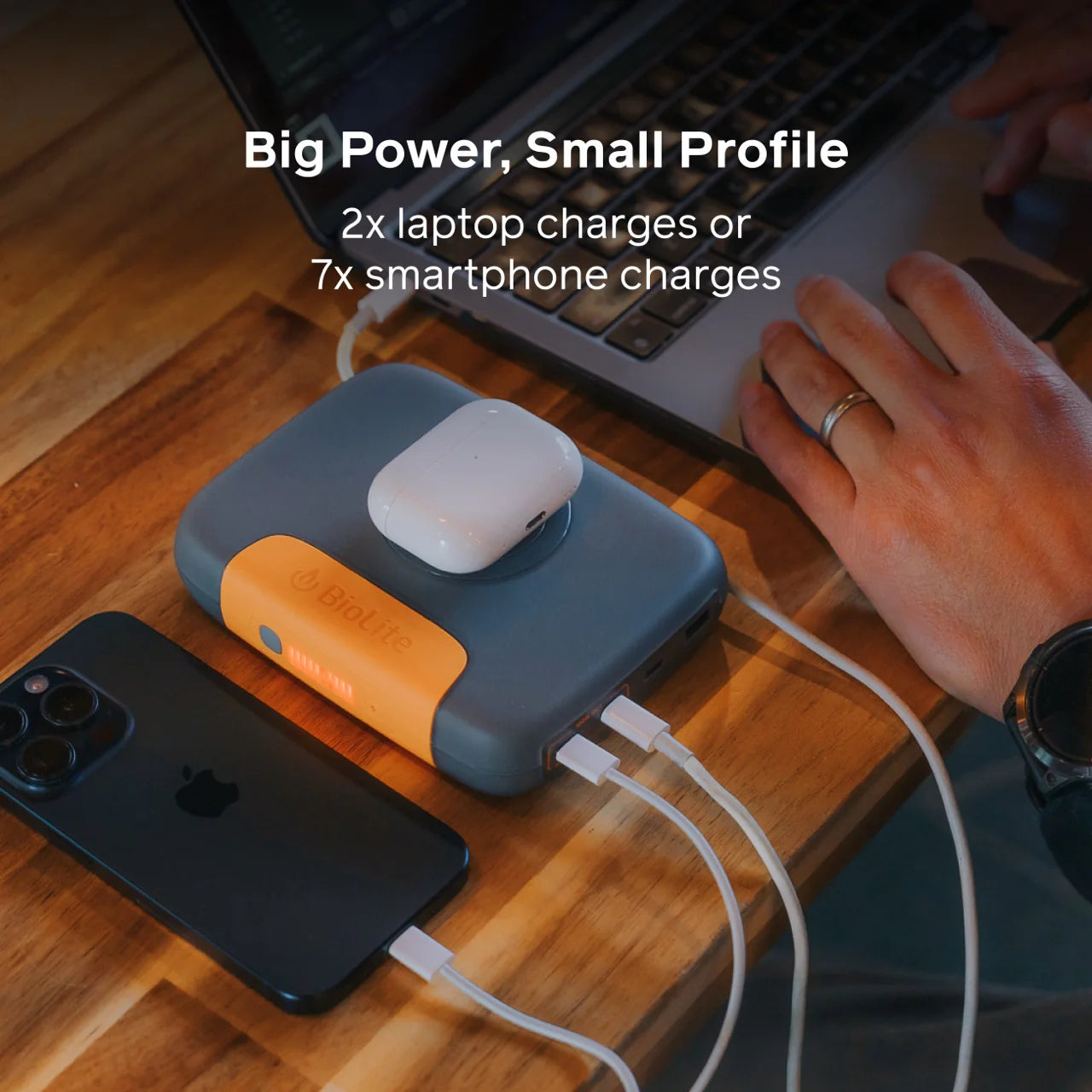 Simultaneously charge up to 5 devices. The Charge 100 Max is a 25,000mAh portable176. power bank with a magnetic wireless deck, high-speed 100W USB-C/ USB-A ports