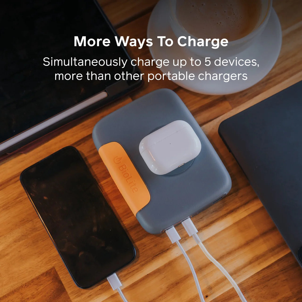 Simultaneously charge up to 5 devices. The Charge 100 Max is a 25,000mAh portable176. power bank with a magnetic wireless deck, high-speed 100W USB-C/ USB-A ports