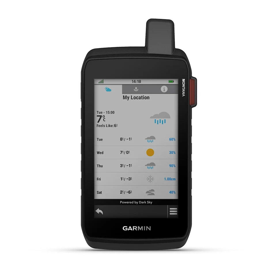 Montana 710i with advanced outdoor features, inReach technology for two-way messaging & interactive SOS alerts, ideal for navigation on foot, bike, kayak & ATV