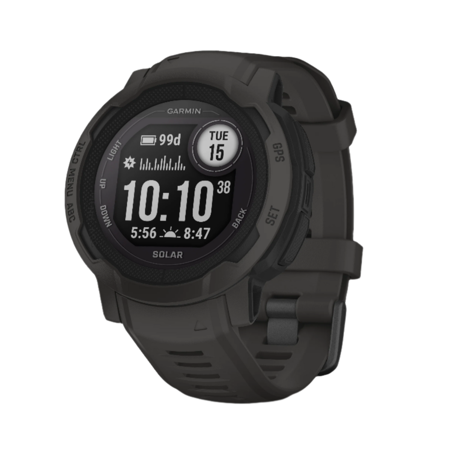 Garmin Instinct 2 Solar Keep your experiences going with unlimited battery life in smartwatch mode with solar charging