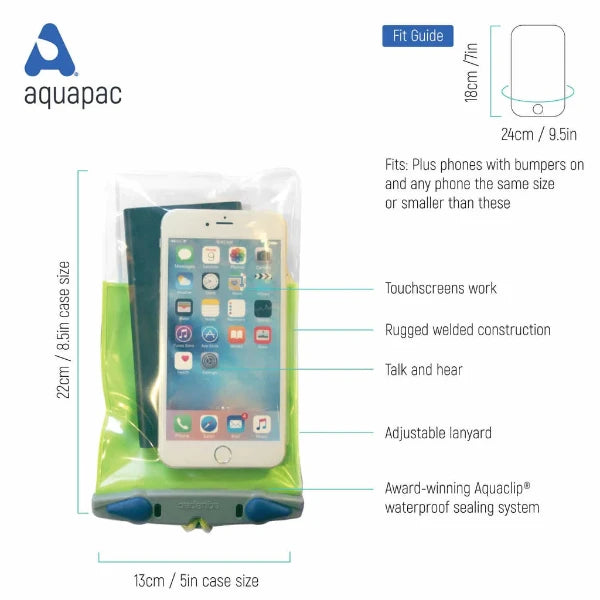 The Aquapac 368 Waterproof Pouch is designed for the largest Plus Size Phones including those in heavy duty bumper cases or with battery packs added