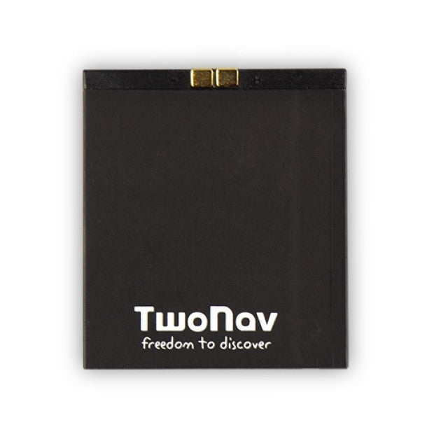 A black rectangular Li-ion battery labeled with TwoNav brand for Aventura 2 series