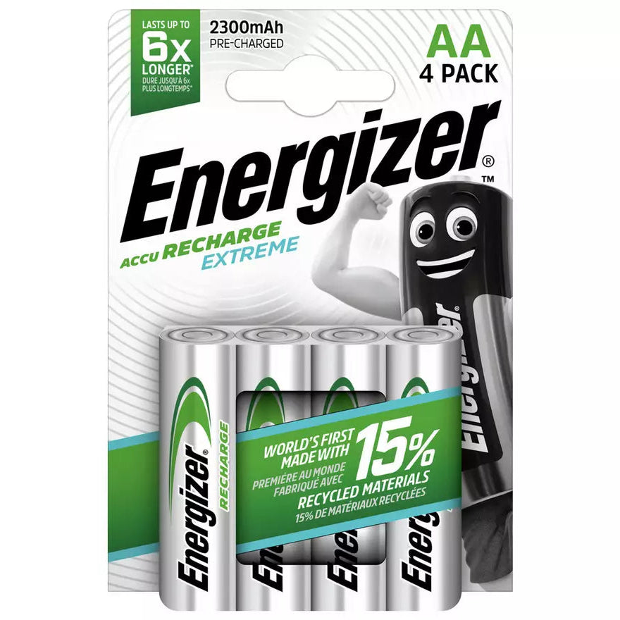 Lasting up to 6 x longer than alkaline batteries (e.g Energizer Ultra), with hundreds of recharge cycles giving a massive cost saving over standard batteries