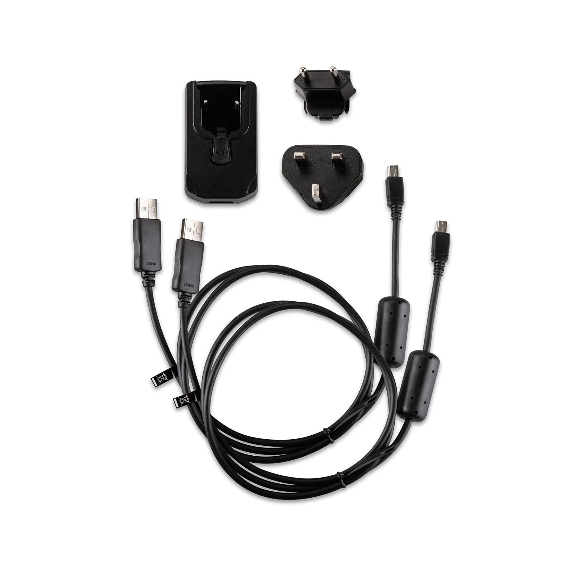 Genuine Garmin AC adapter and USB cable kit enabling you to charge your compatible GPS unit or transfer data to and from your PC or Mac