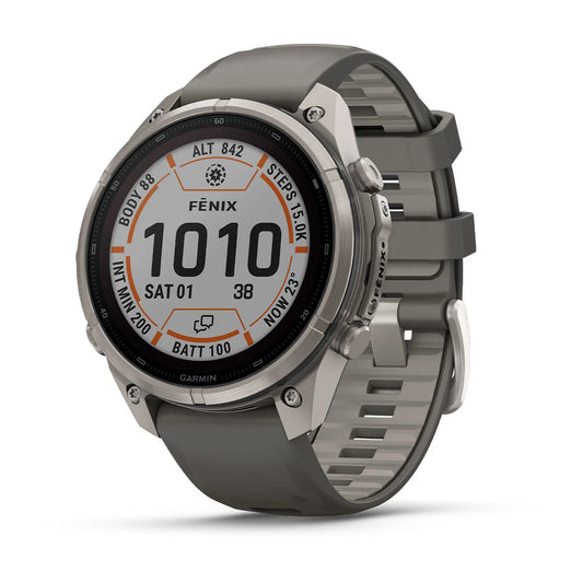 Garmin Fenix 9 Pro inReach Solar 47mm - this premium multisport GPS smartwatch has a durable titanium case and a solar charged display for long battery life.