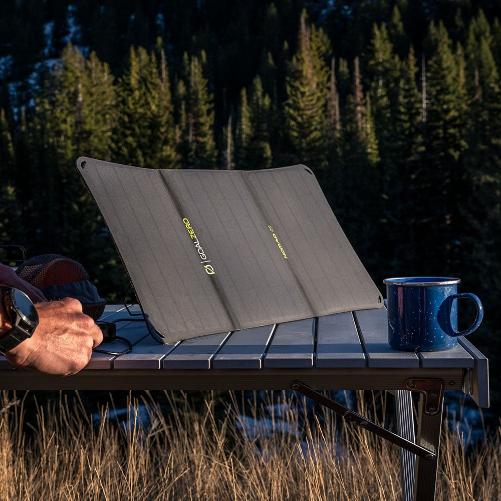 Charge a wide range of small to medium size devices from the sun with this 20 watt foldable solar panel