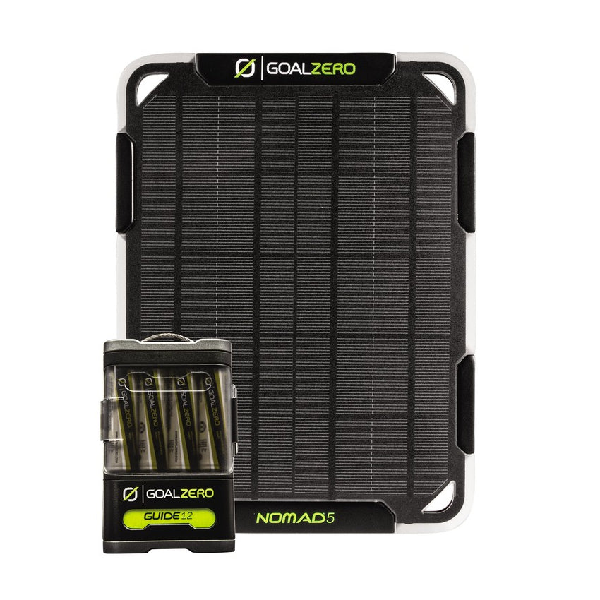 A lightweight solution for on-the-go power from the sun, the Nomad 5 features 5 watts of monocrystalline with an AA Battery / Powerbank