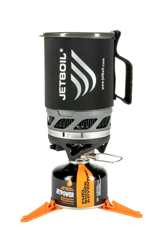 Jetboil's lightest cooking system, the MicroMo, stows easily in your pack without compromising performance or versatility.