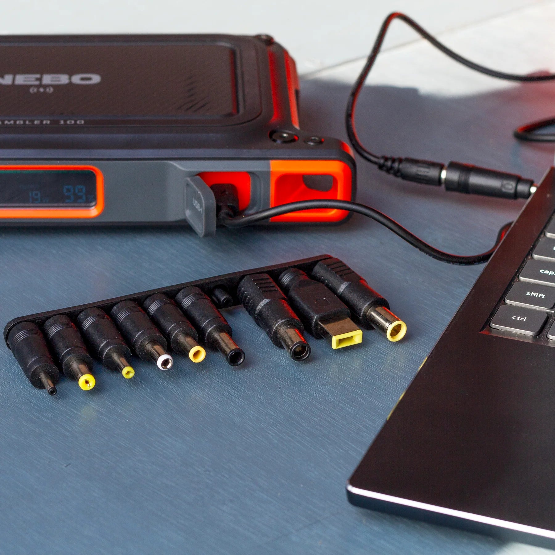 The Rambler 100 is a hand-held, portable power station that is ready to go wherever you may roam with USB charging ports and wireless dock. Built with a rugged, impact-resistant body that is stylish enough to be a companion to power your laptop or smartphone