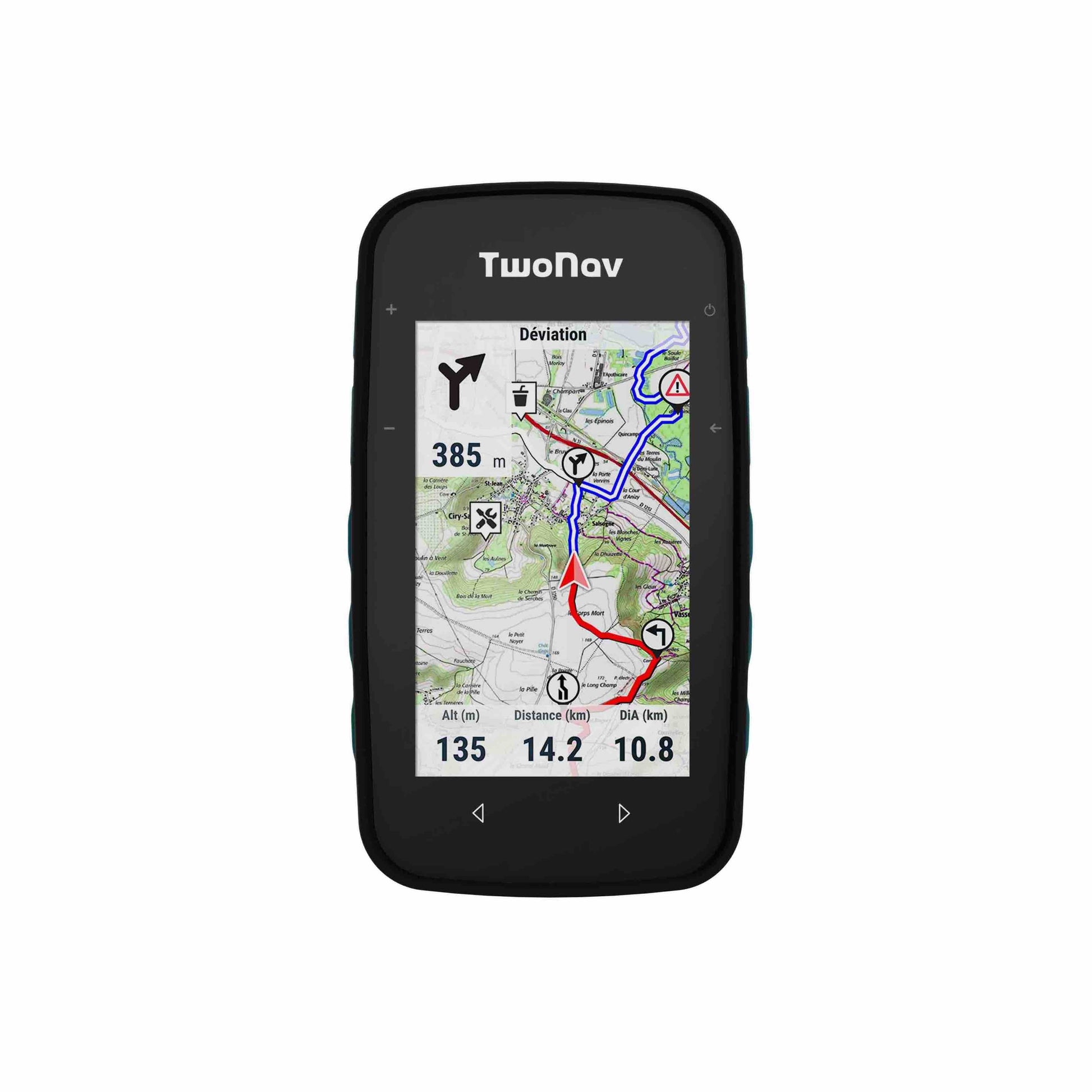 TwoNav Cross Plus - front view whilst navigating on the map page