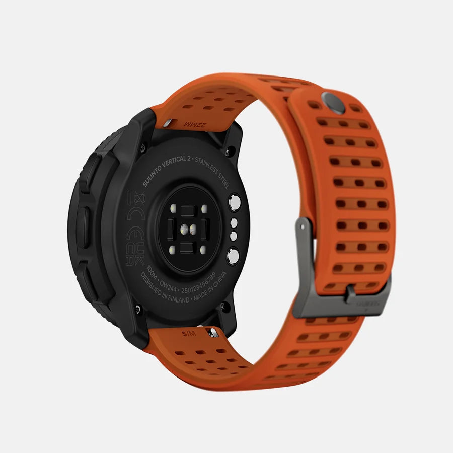 The Suunto Vertical 2 improves upon the original with a brighter, larger AMOLED screen, a redesigned optical heart rate sensor & a built-in LED flashlight 